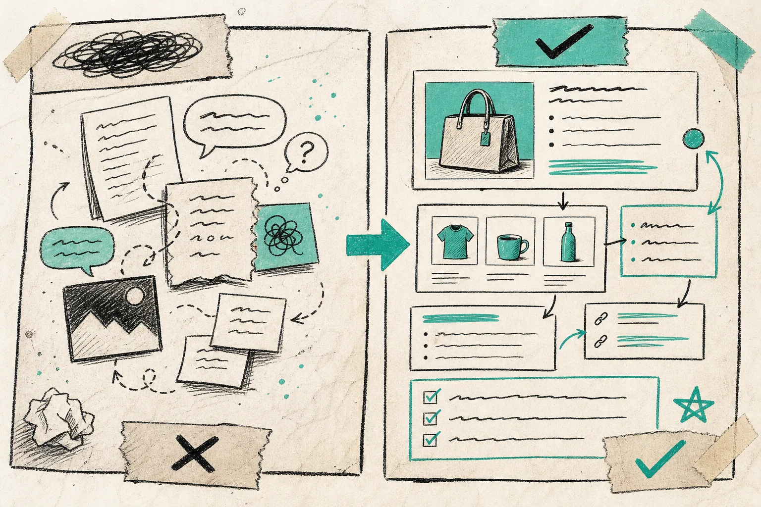 Comparison of generic AI draft versus product-aware blog draft