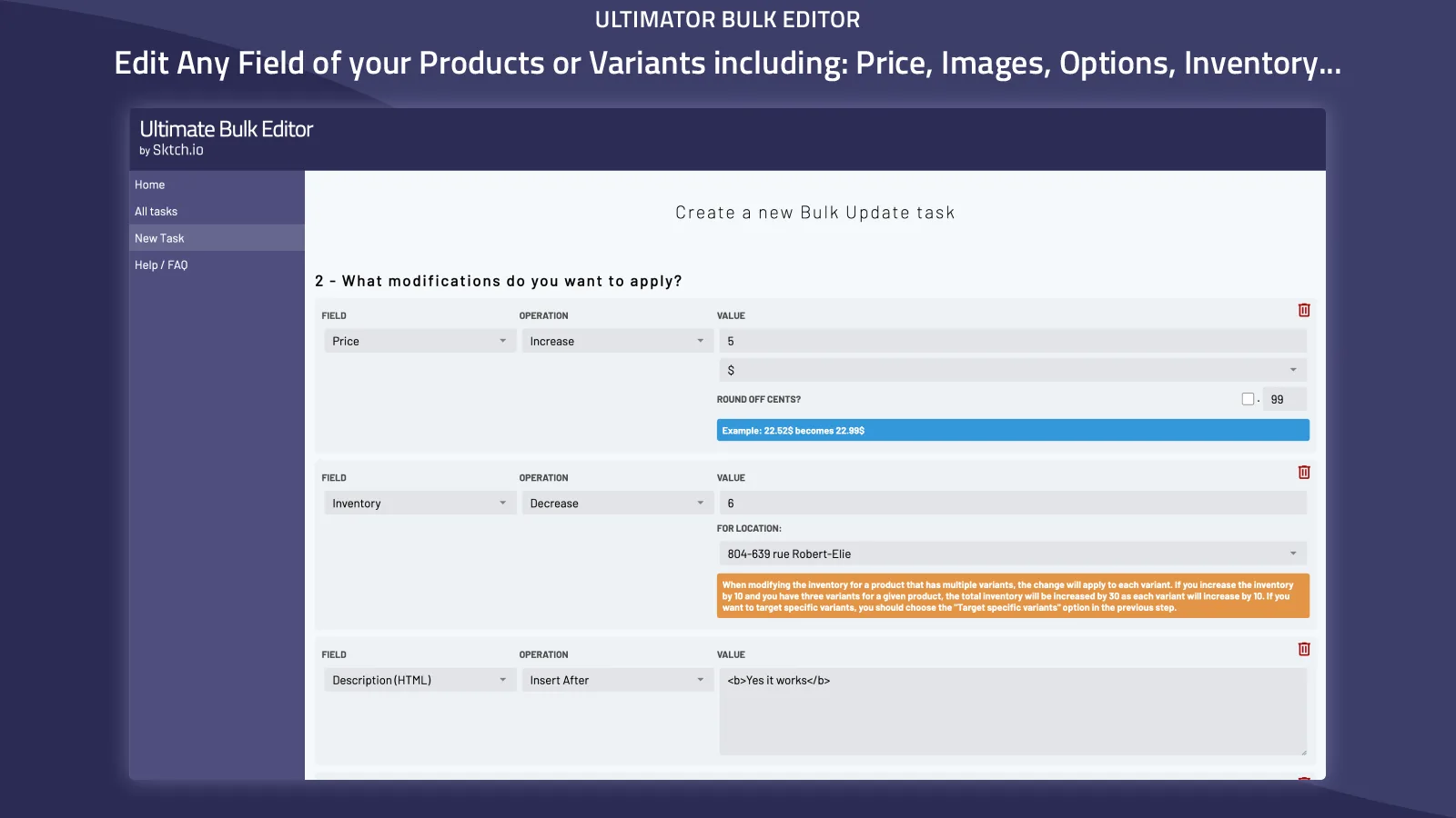 Edit Any Field of your Products or Variants