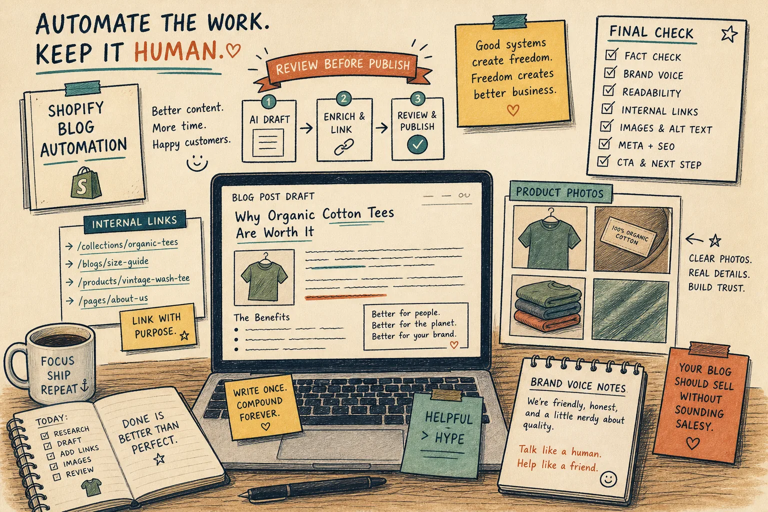 Final review checklist for Shopify blog automation