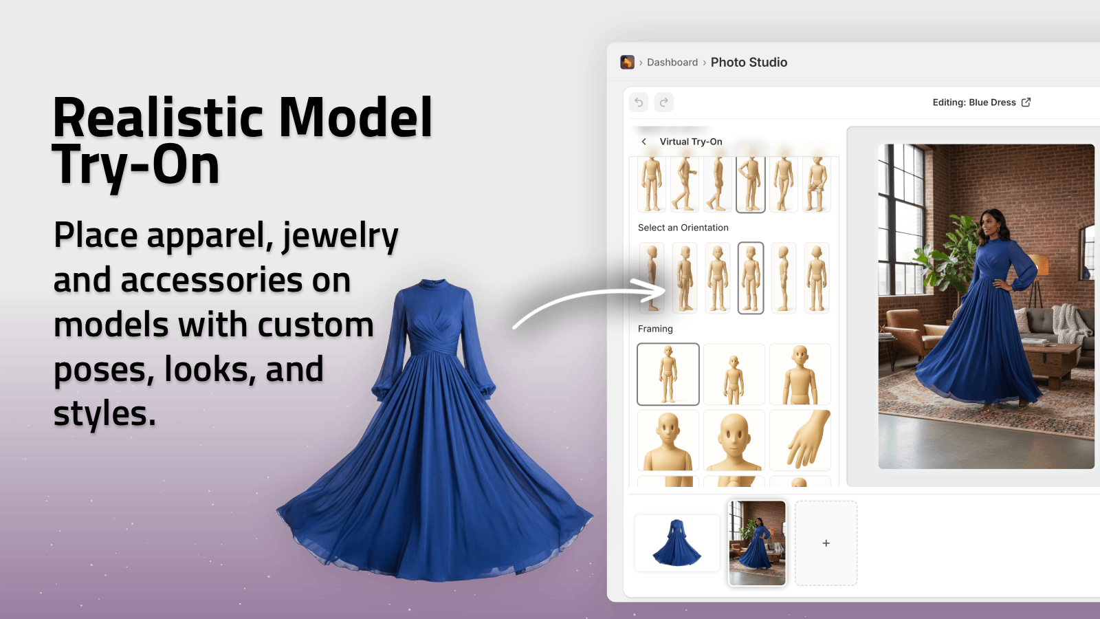 Realistic model try-on feature from the Shopify app listing