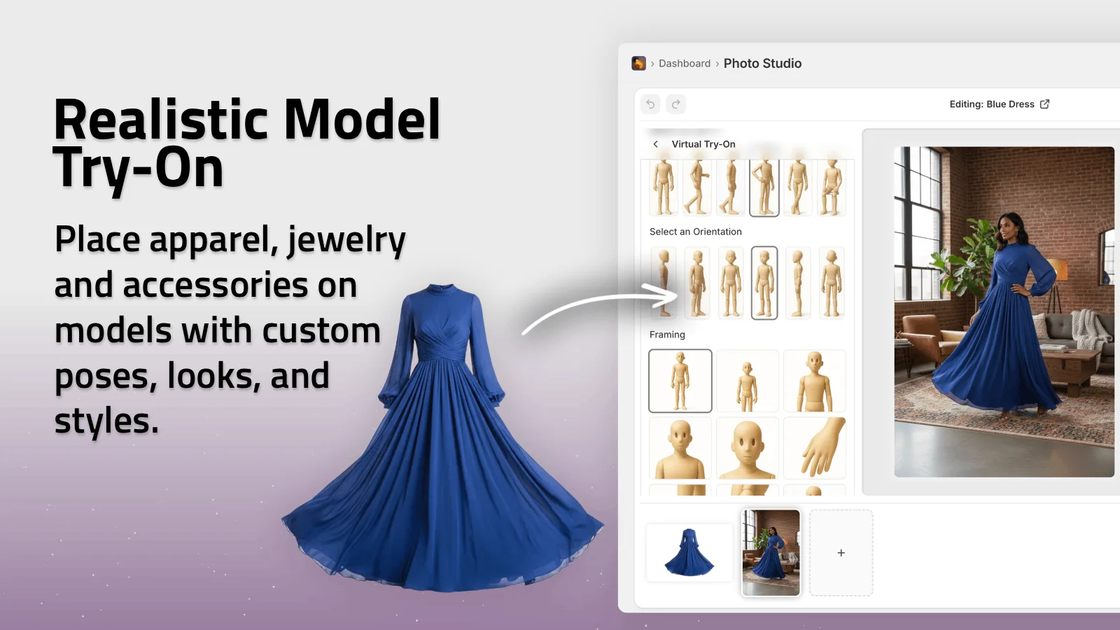 Realistic model try-on feature from the Shopify app listing