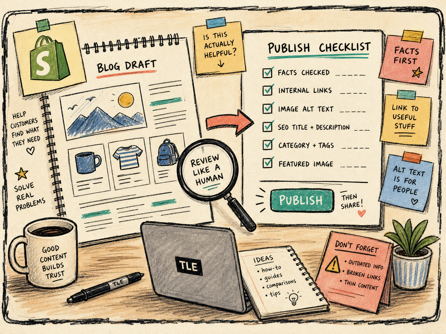 Publish checklist for a Shopify blog post