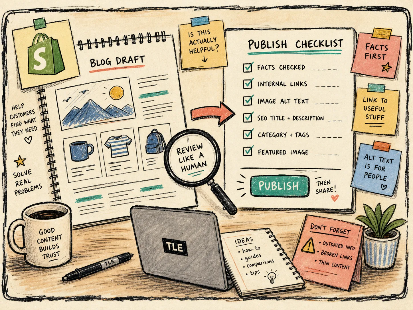 Publish checklist for a Shopify blog post