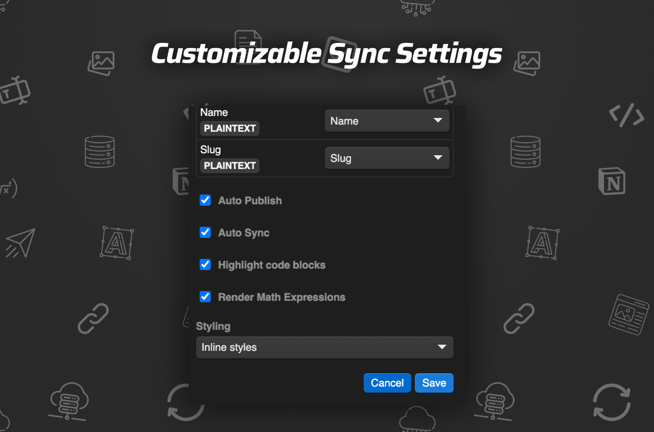Customize Sync Settings