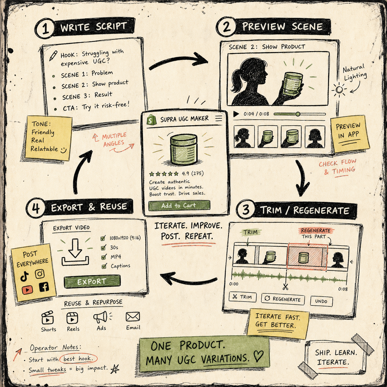 Reusable Shopify UGC video workflow loop