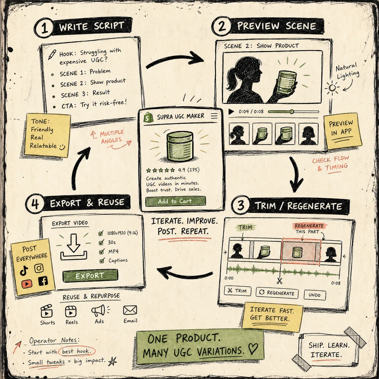 Reusable Shopify UGC video workflow loop