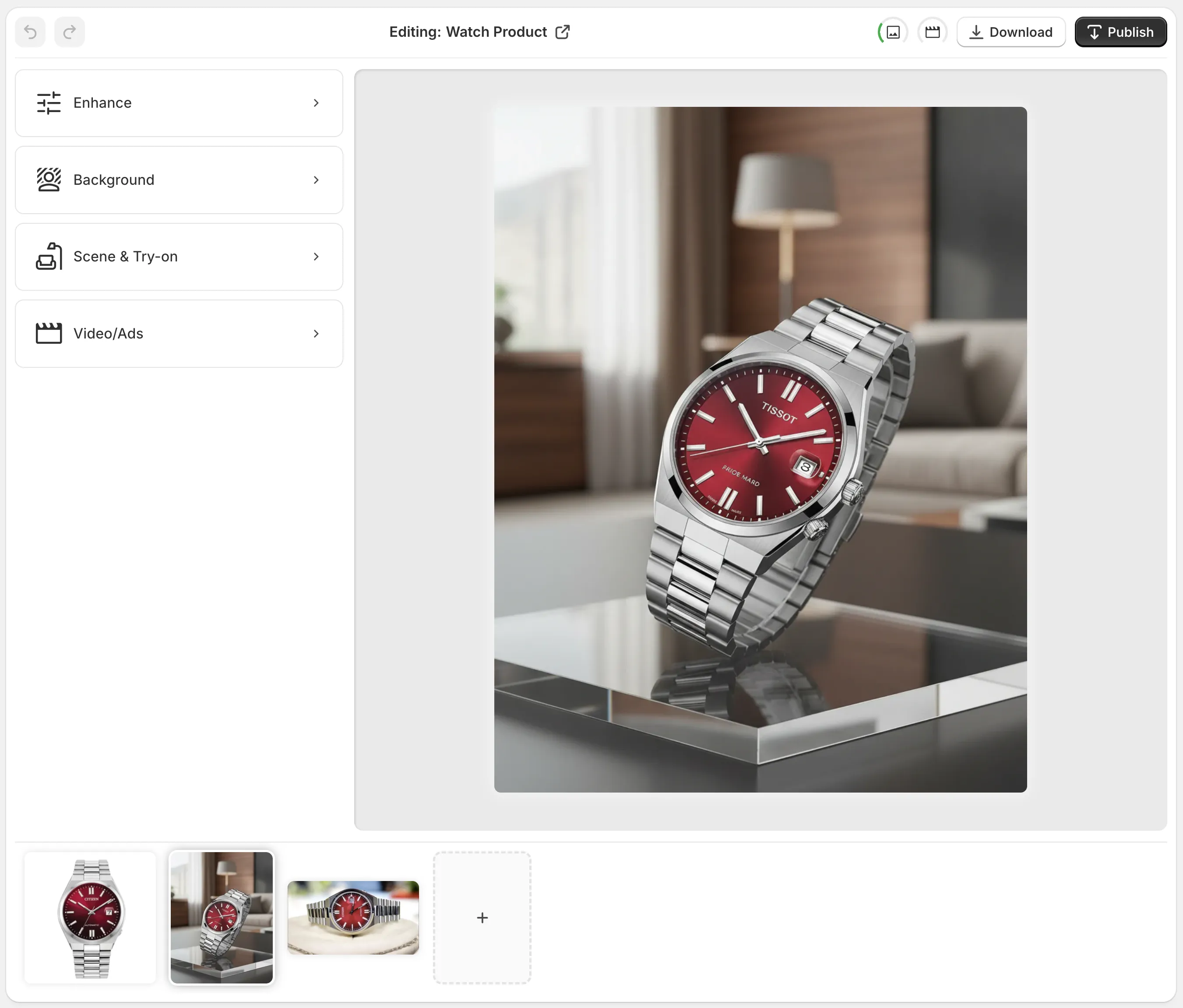 Editor overview screenshot showing the app layout with tools, canvas, and image gallery