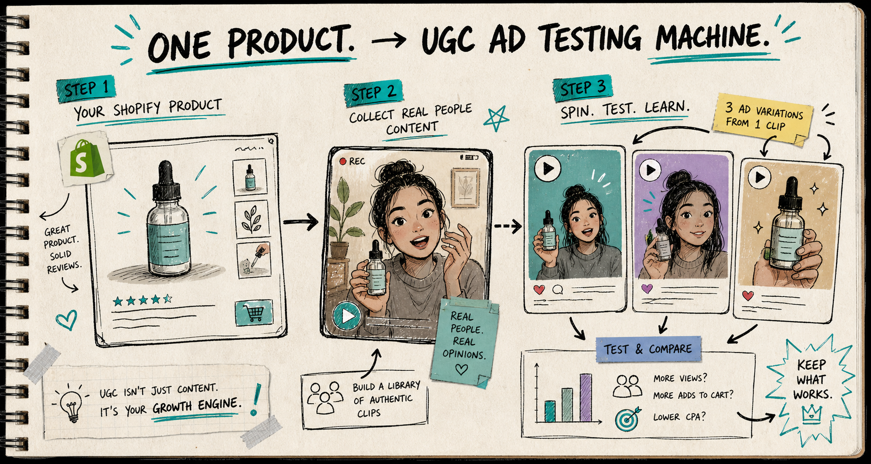 One product turning into a UGC ad testing machine