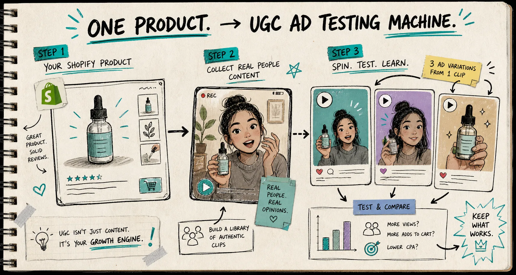 One product turning into a UGC ad testing machine
