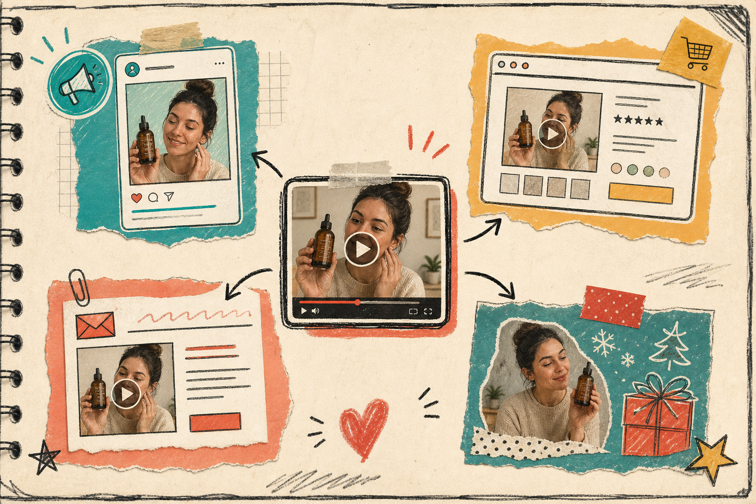 Channel planning illustration for using UGC videos across ecommerce touchpoints