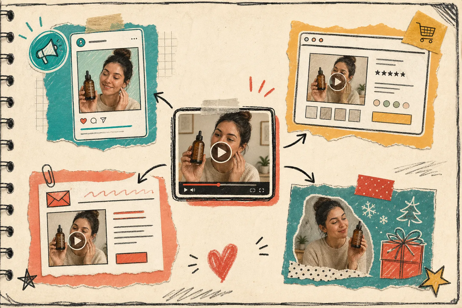 Channel planning illustration for using UGC videos across ecommerce touchpoints