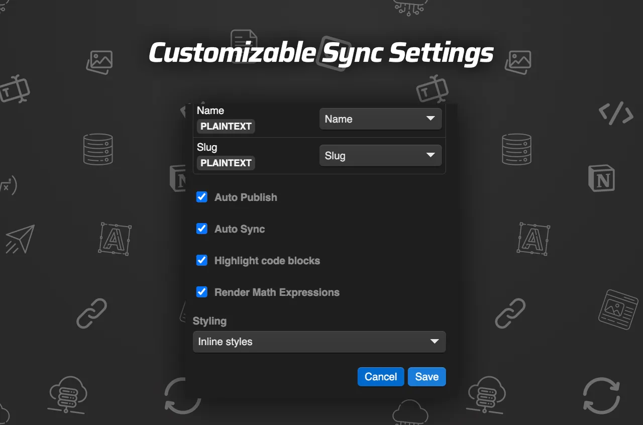 Customize Sync Settings