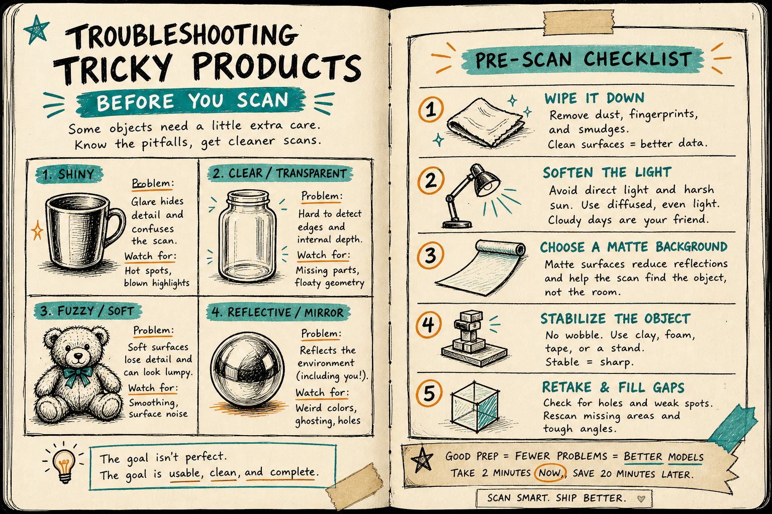 Troubleshooting tricky products before a 3D scan