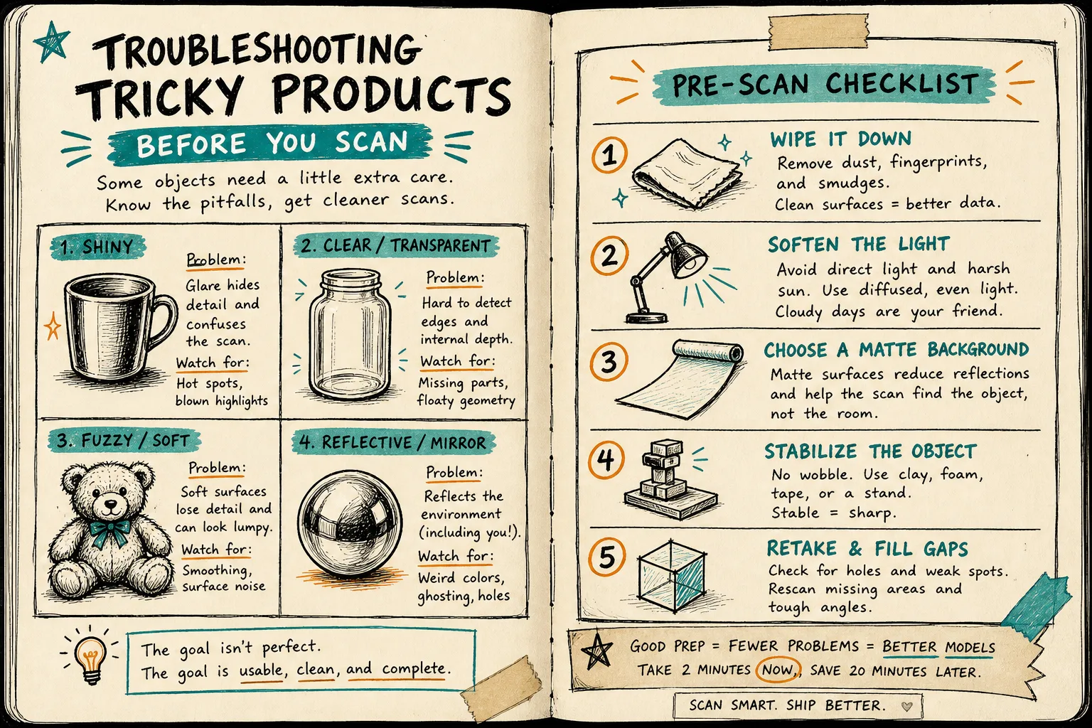 Troubleshooting tricky products before a 3D scan