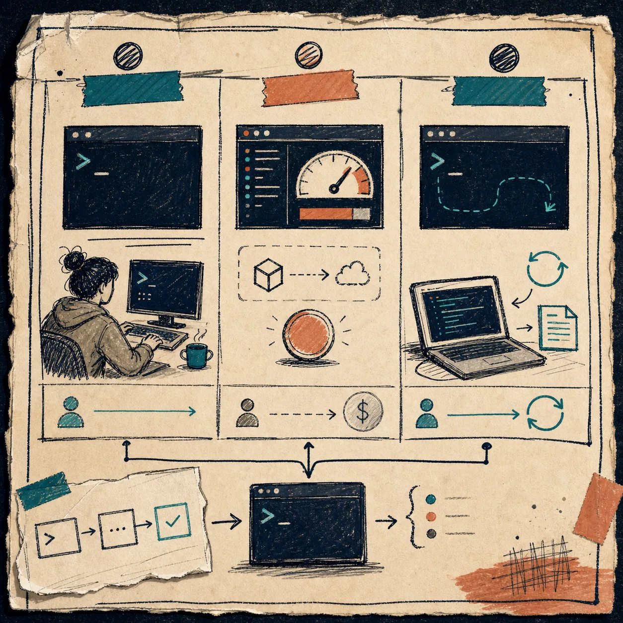 Comparison board of interactive Claude Code and local scripting