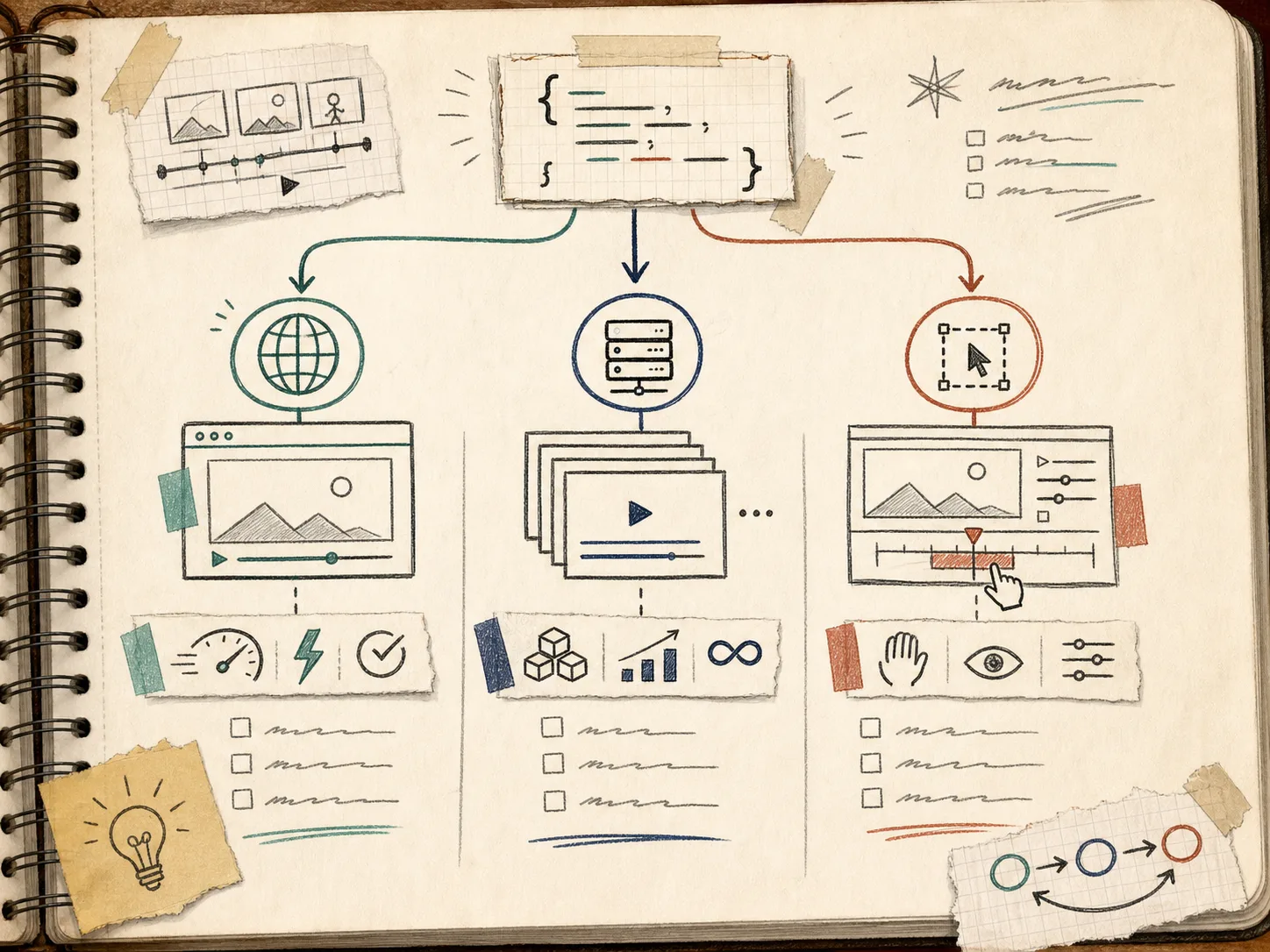 Hand-drawn chooser board for browser, server, and DOM preview renderers