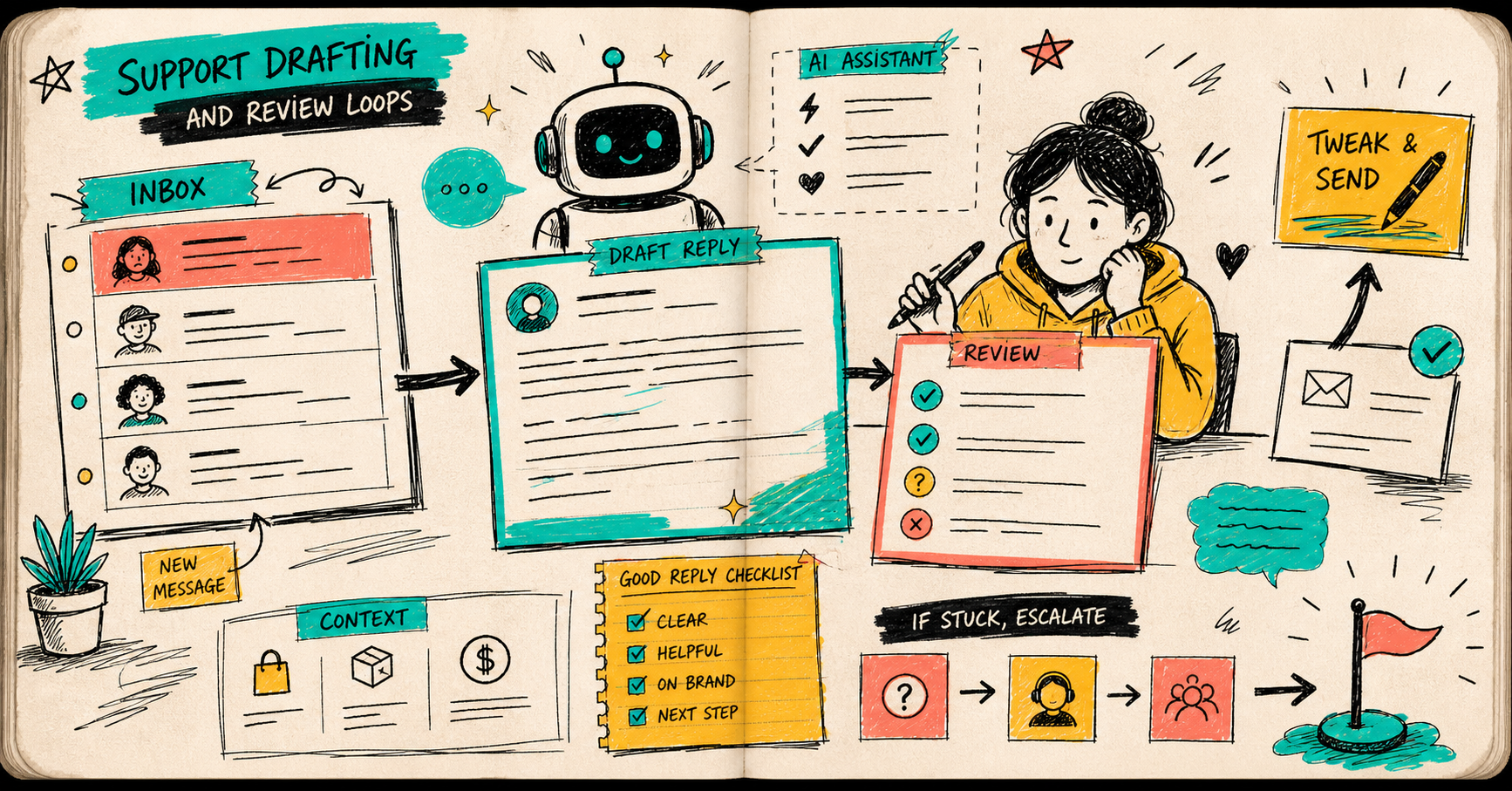 Support drafting and review loop