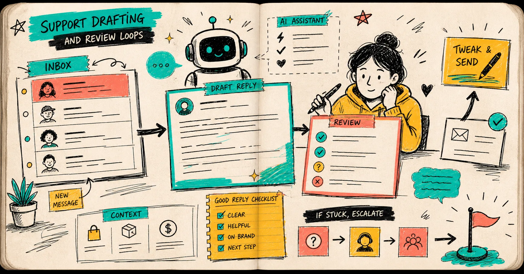 Support drafting and review loop