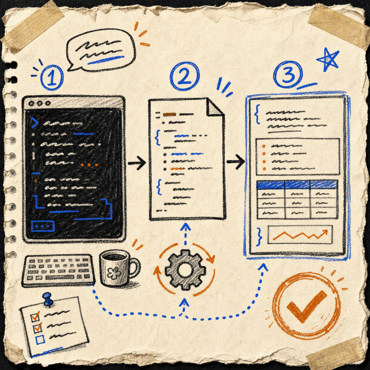 Workflow map from terminal prompt to structured output