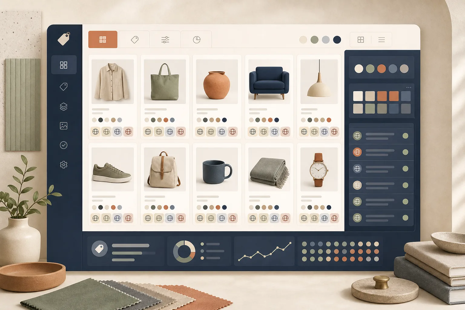 Large Shopify catalog swatch management illustration