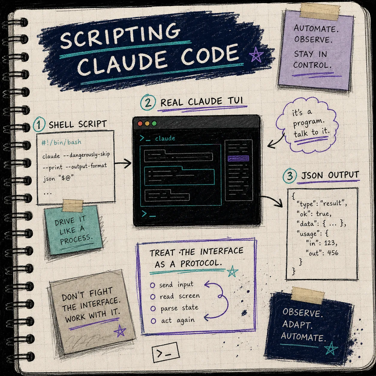 Notebook workflow for scripting Claude Code from a shell script