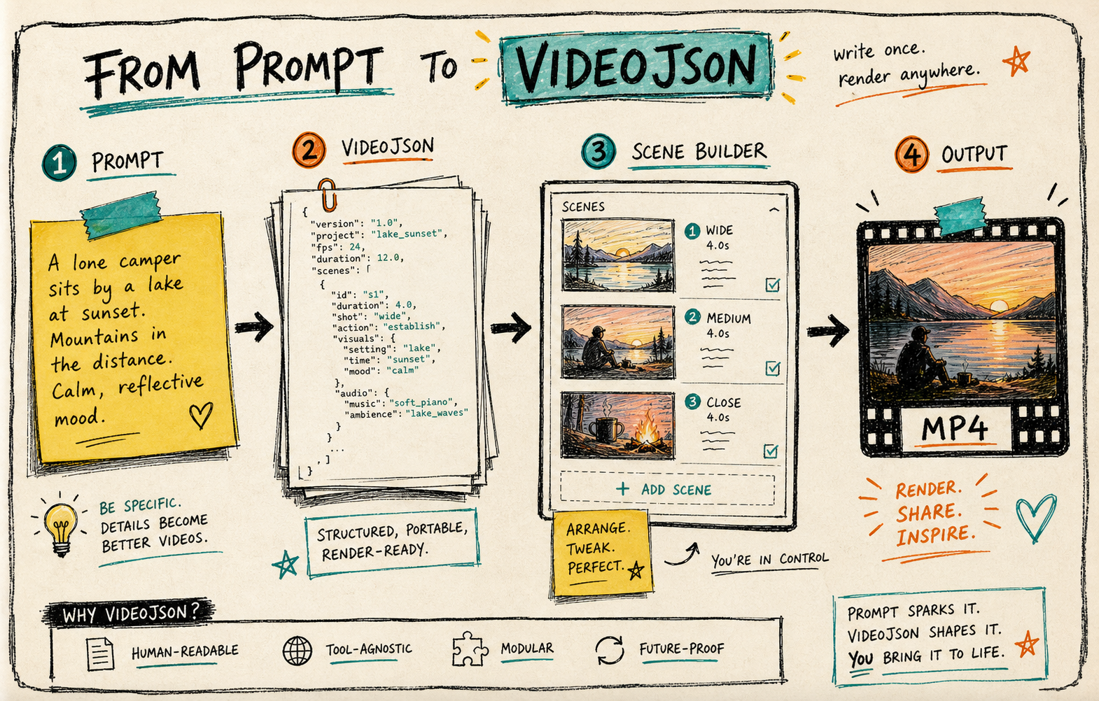 Prompt to VideoJSON flow