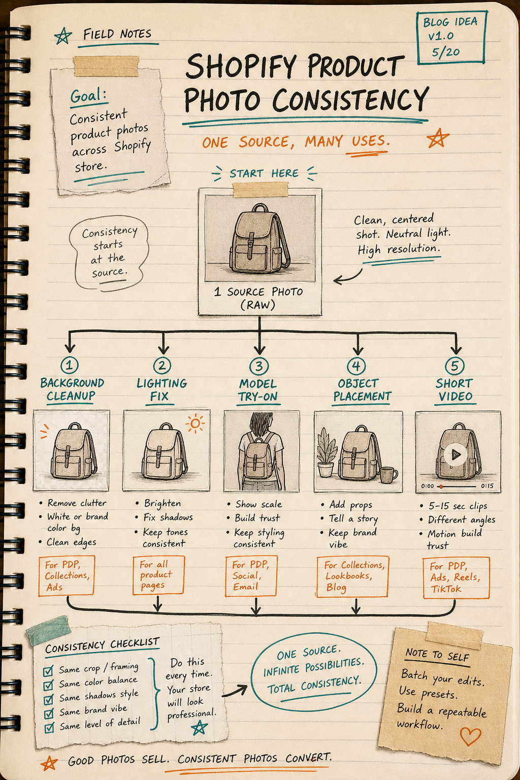 Workflow decision tree for Shopify product photo consistency