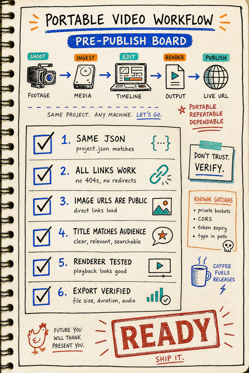Portable video workflow checklist