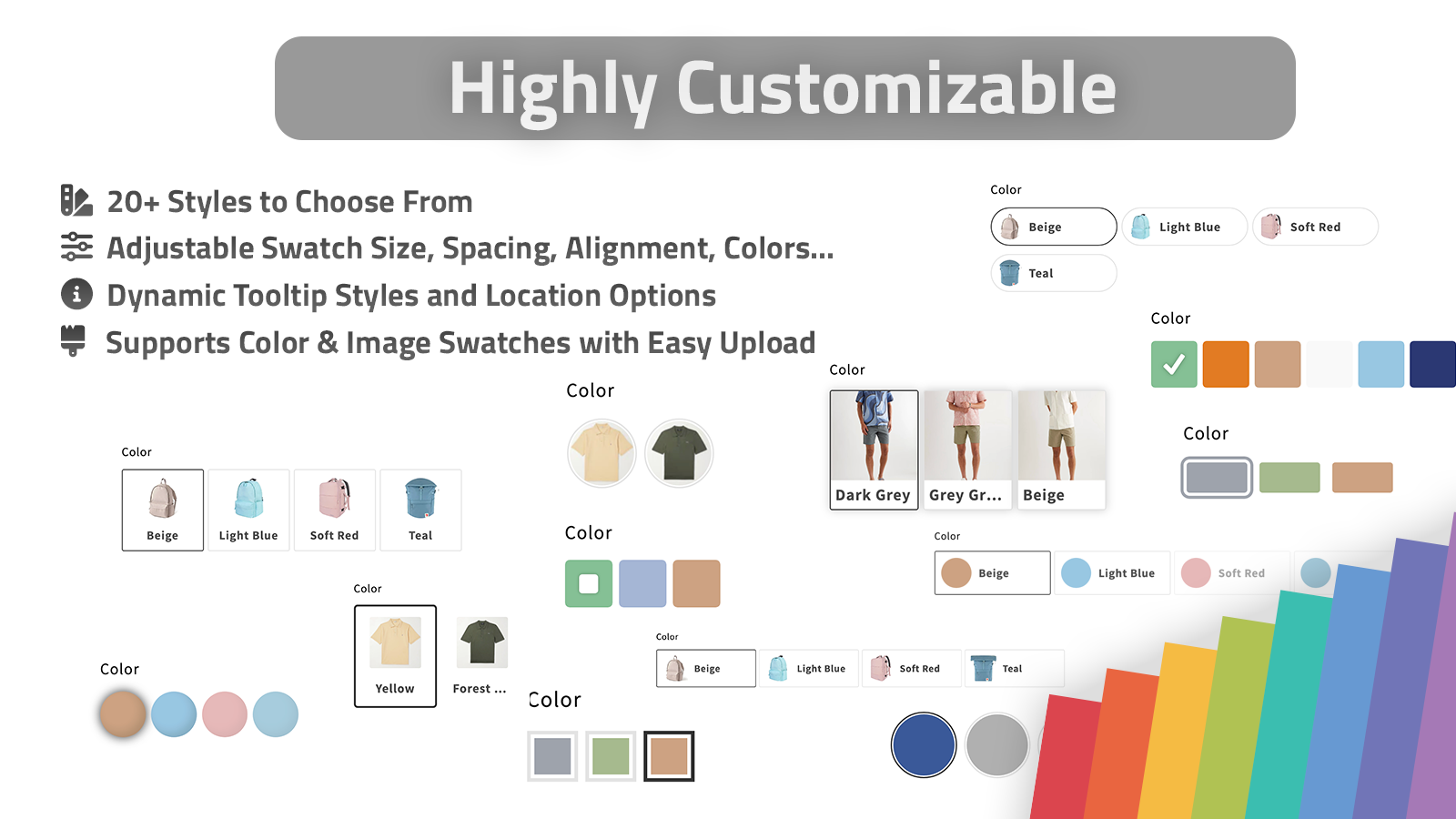 Highly customizable swatches