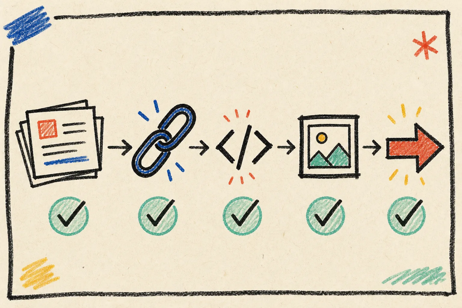 Hand-drawn CMS content handoff checklist