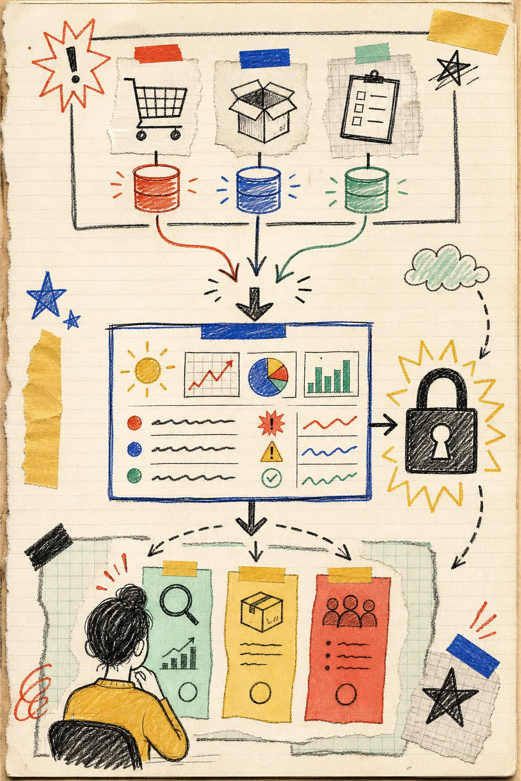 Hand-drawn read-only Shopify operations brief workflow