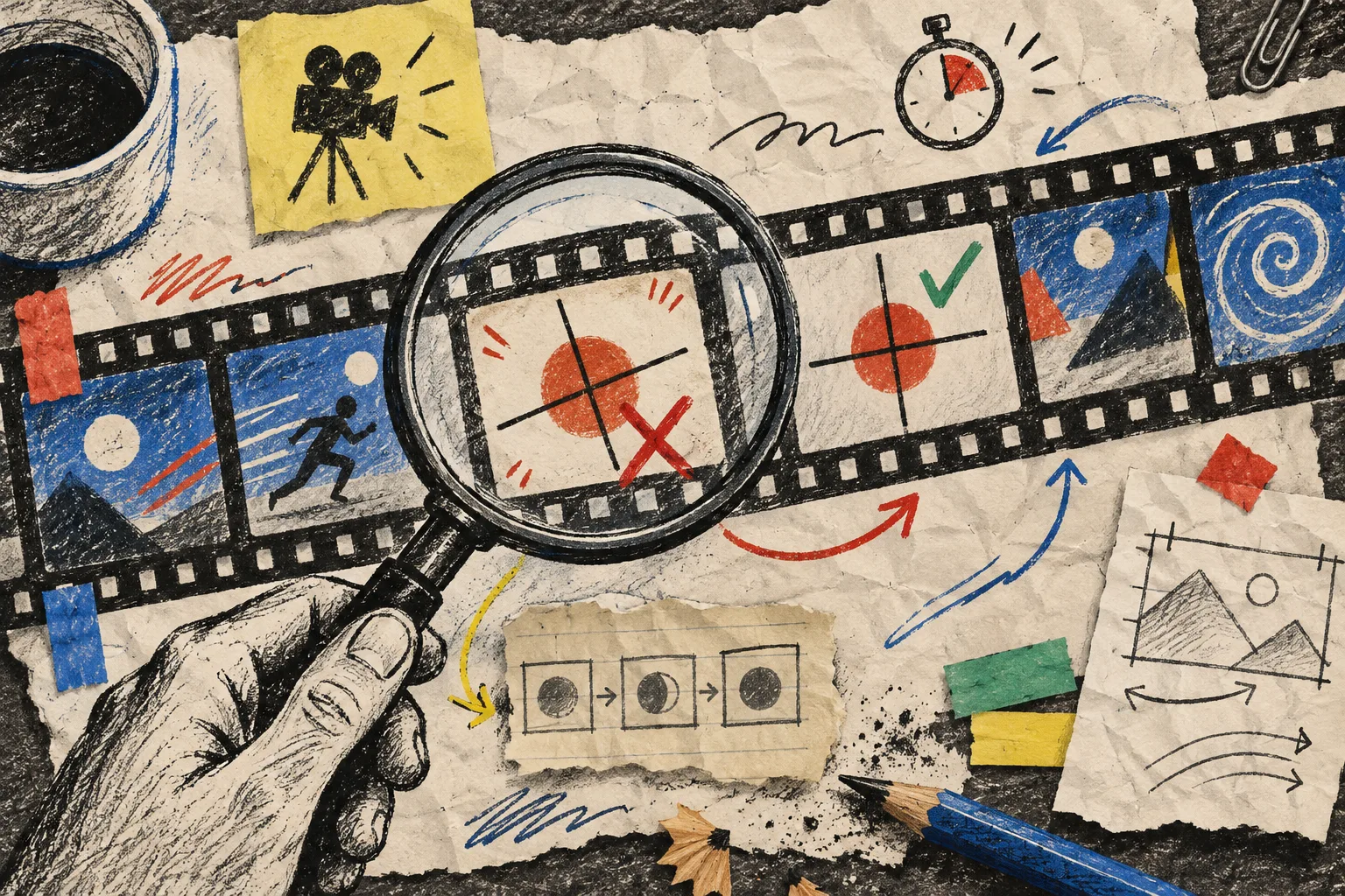 Hand-drawn visual quality check for a launch video
