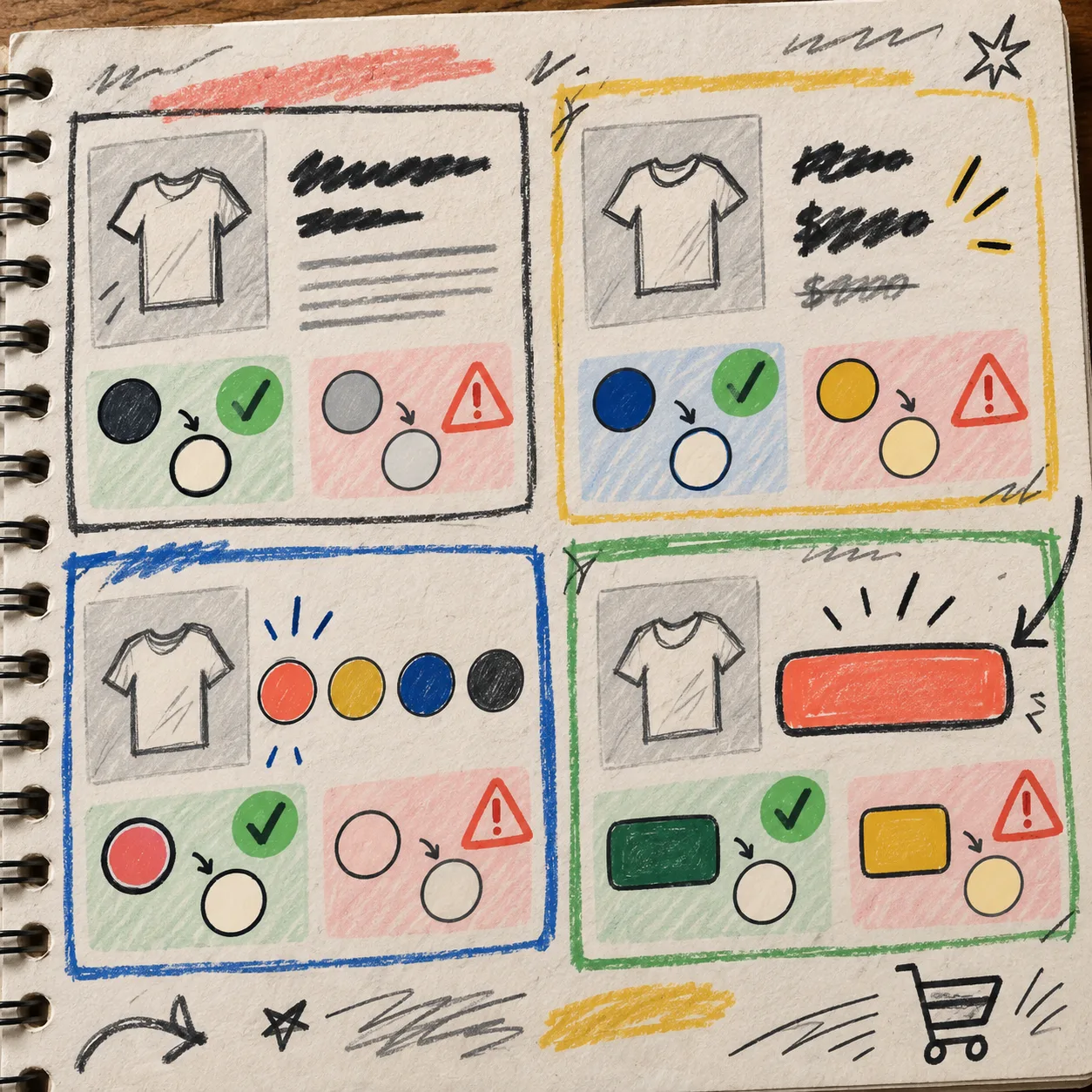 Sketchbook checklist for product page contrast checks