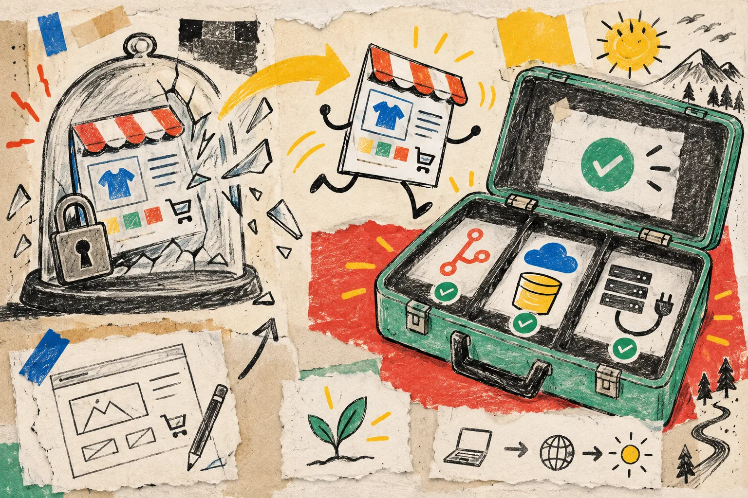 Hand-drawn static-site handoff kit