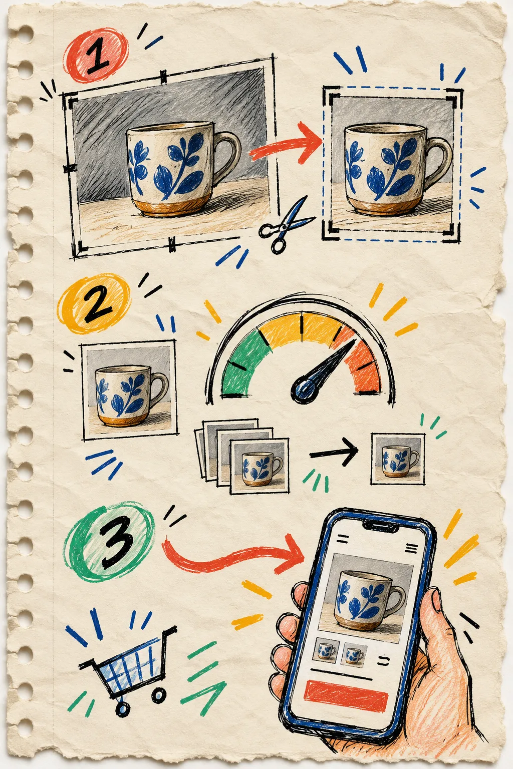 Sketch of a product image cleanup sequence