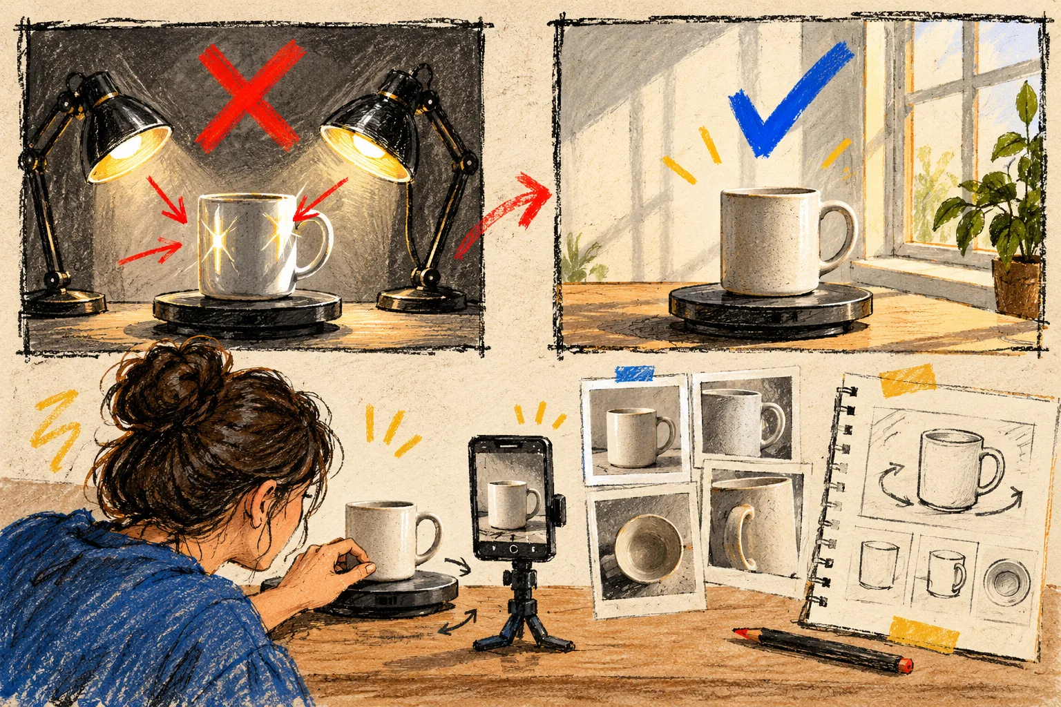 Hand-drawn lighting preflight for a product capture