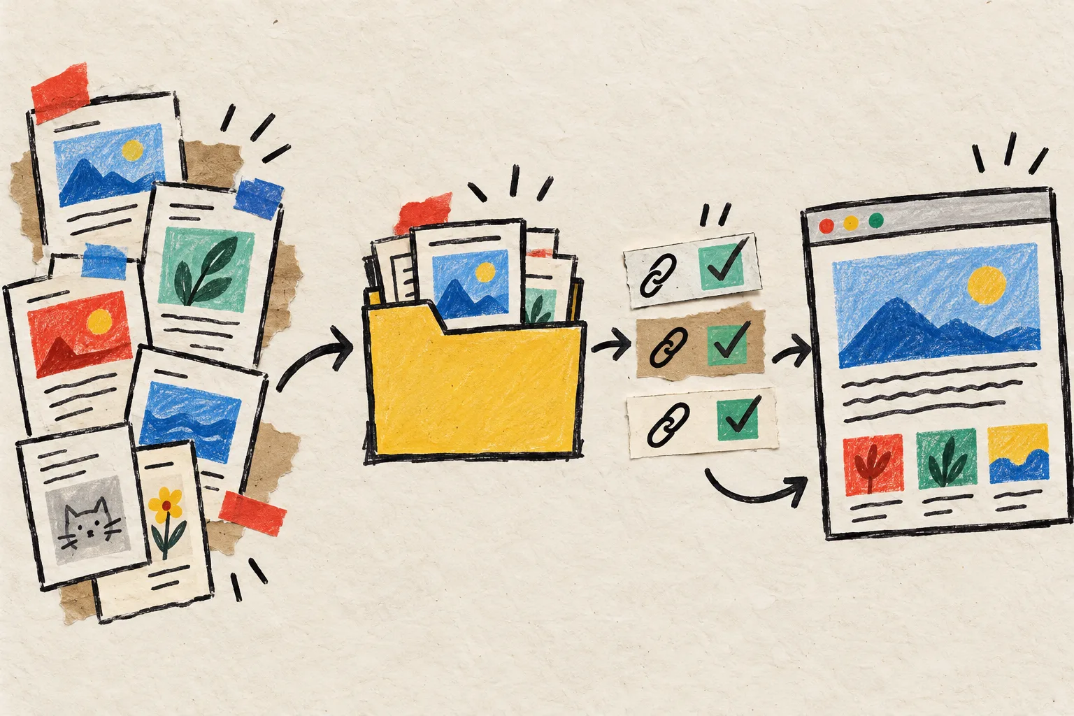 Hand-drawn workflow from Webflow CMS pages to a static review pack