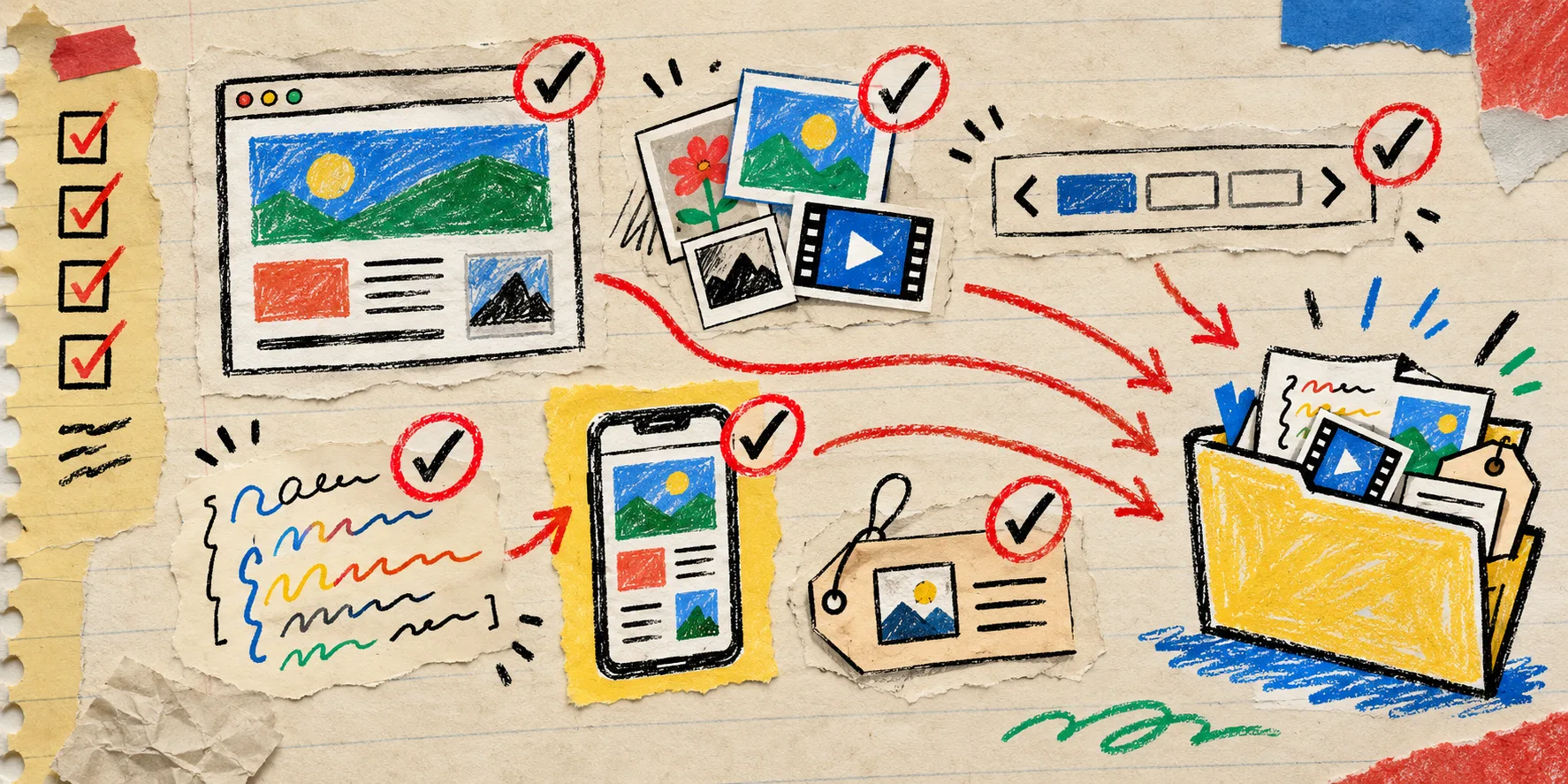 Checklist illustrée des éléments à exporter depuis un site Squarespace