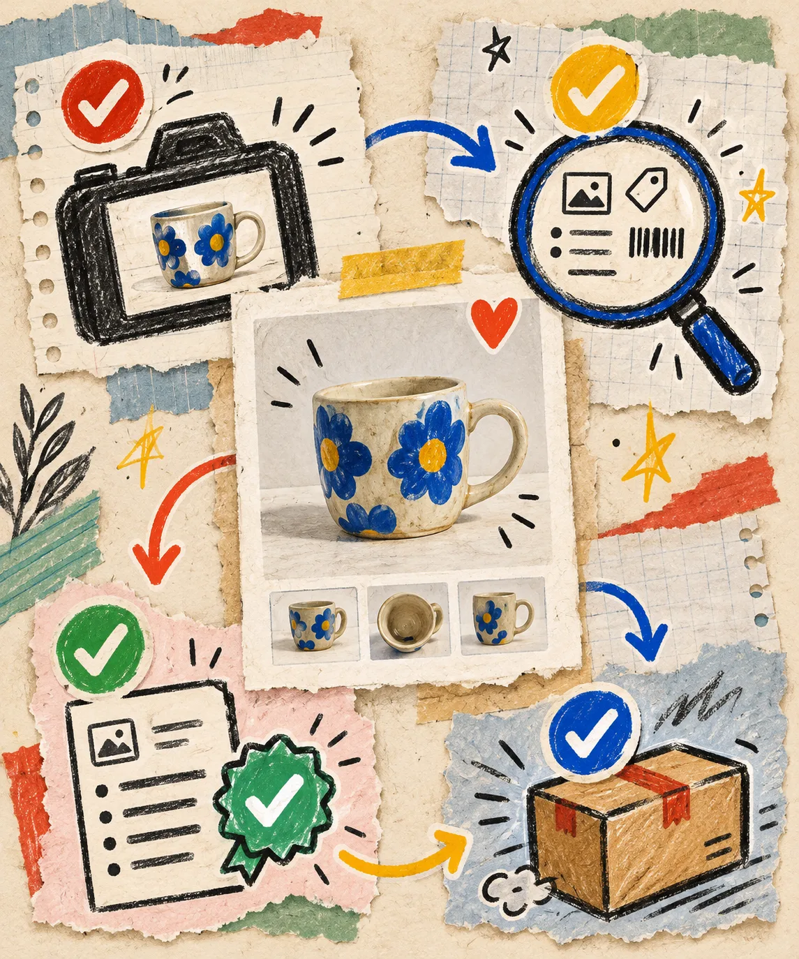 Hand-drawn final checklist for a clean product photo export