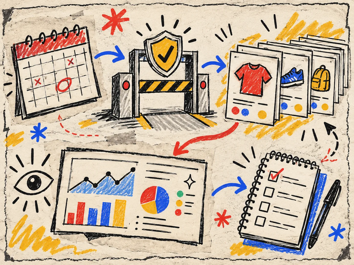 Hand-drawn scheduled bulk update launch check